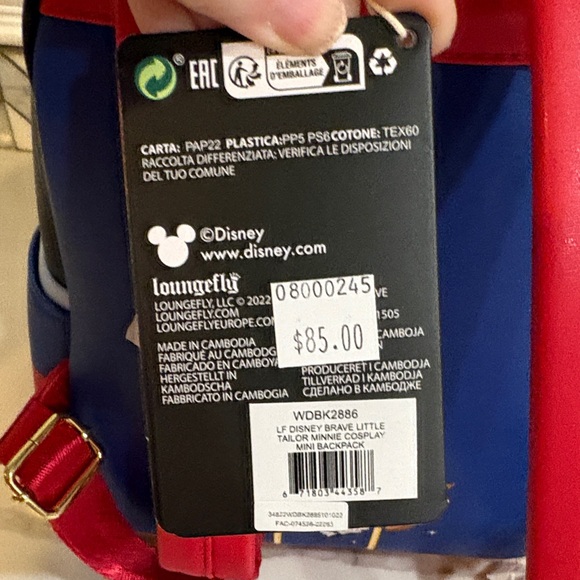 Loungefly Disney Brave Little Tailor Minnie Mouse Cosplay Mini Backpack - Picture 2 of 8